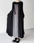 ♥TWO-TONE PLEATED SUSPENDER DRESS