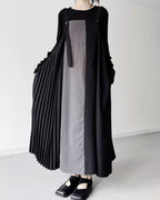 ♥TWO-TONE PLEATED SUSPENDER DRESS