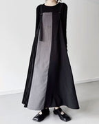 ♥TWO-TONE PLEATED SUSPENDER DRESS