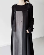 ♥TWO-TONE PLEATED SUSPENDER DRESS