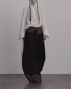 ♥CONTRAST COLLAR BARREL LEG PANTS