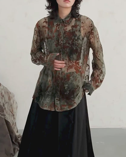 ♠♥EARTH TONE SHEER SHIRT