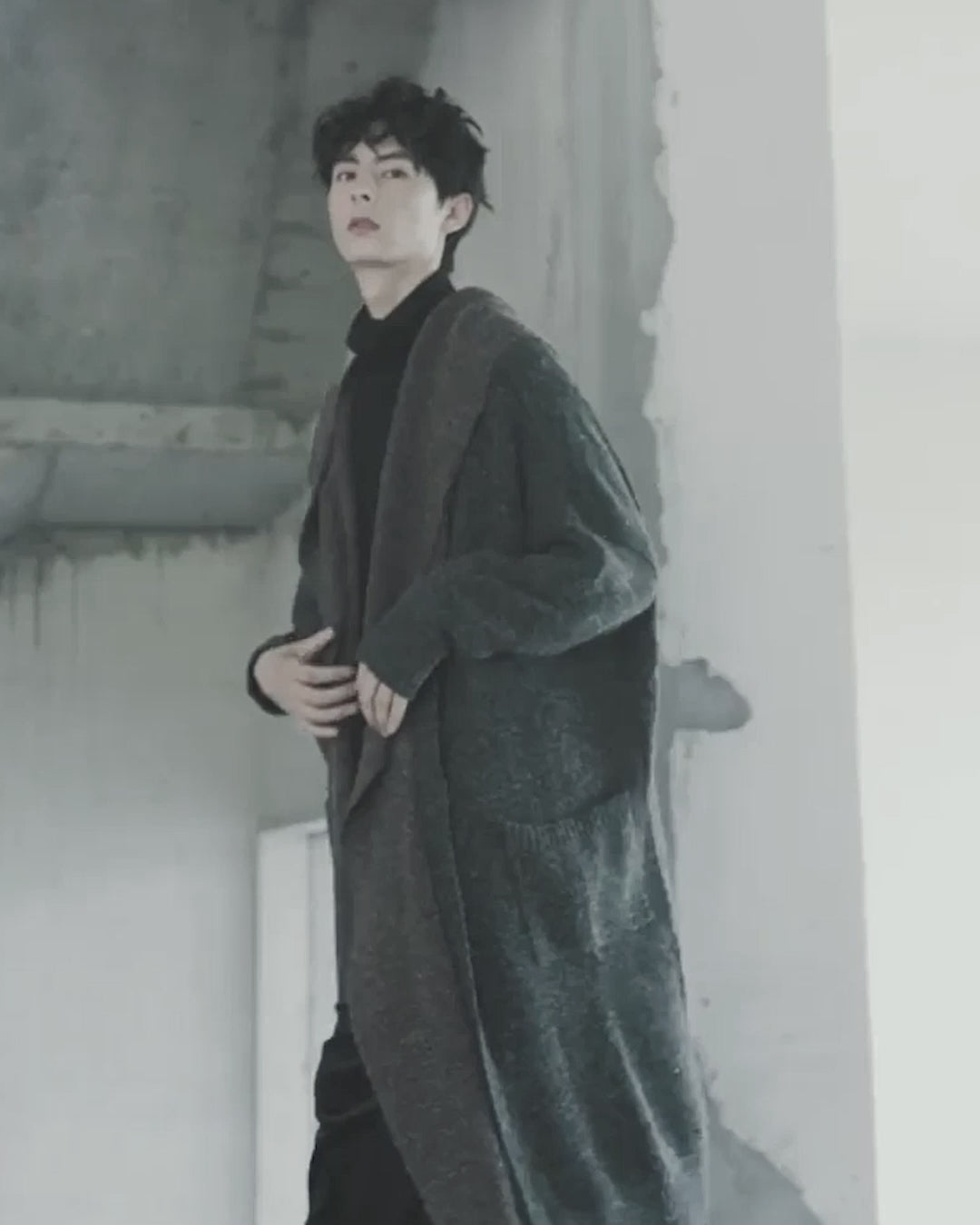 ♠♥CONTRAST COLOR LONG KNIT CARDIGAN