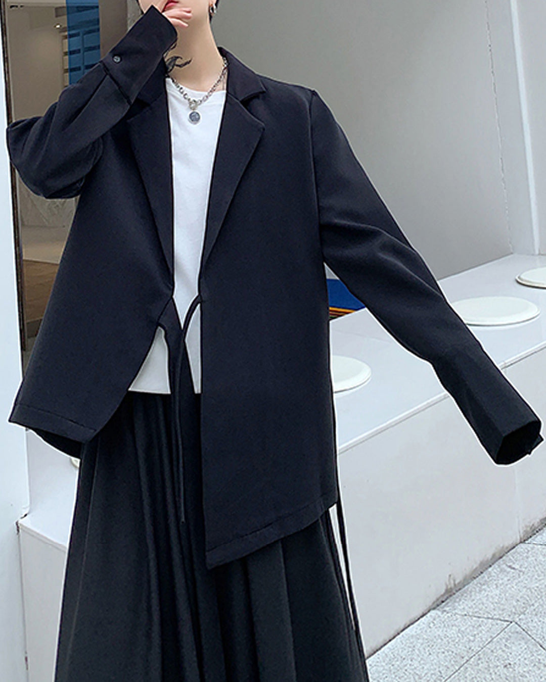 ♠STRING TIE JACKET Black Gravity