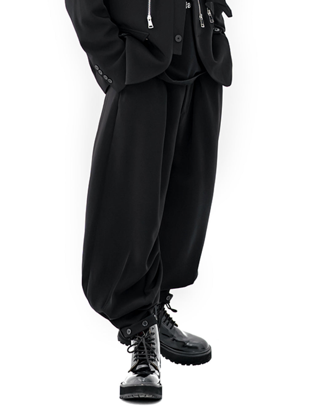 ♤ANKLE BUTTON BALLOON PANTS – Black Gravity