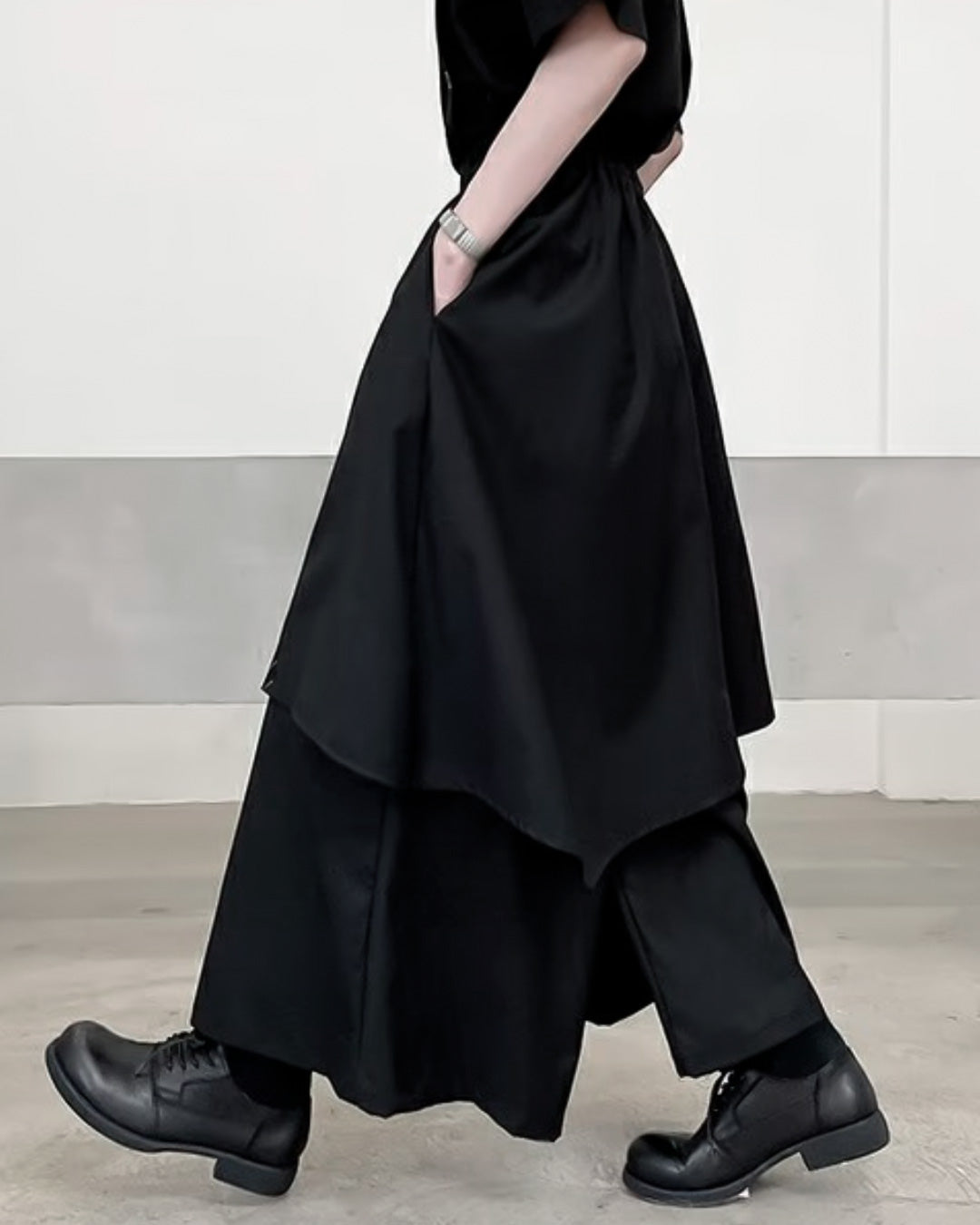 ♤DESIGN WIDE PANTS – Black Gravity