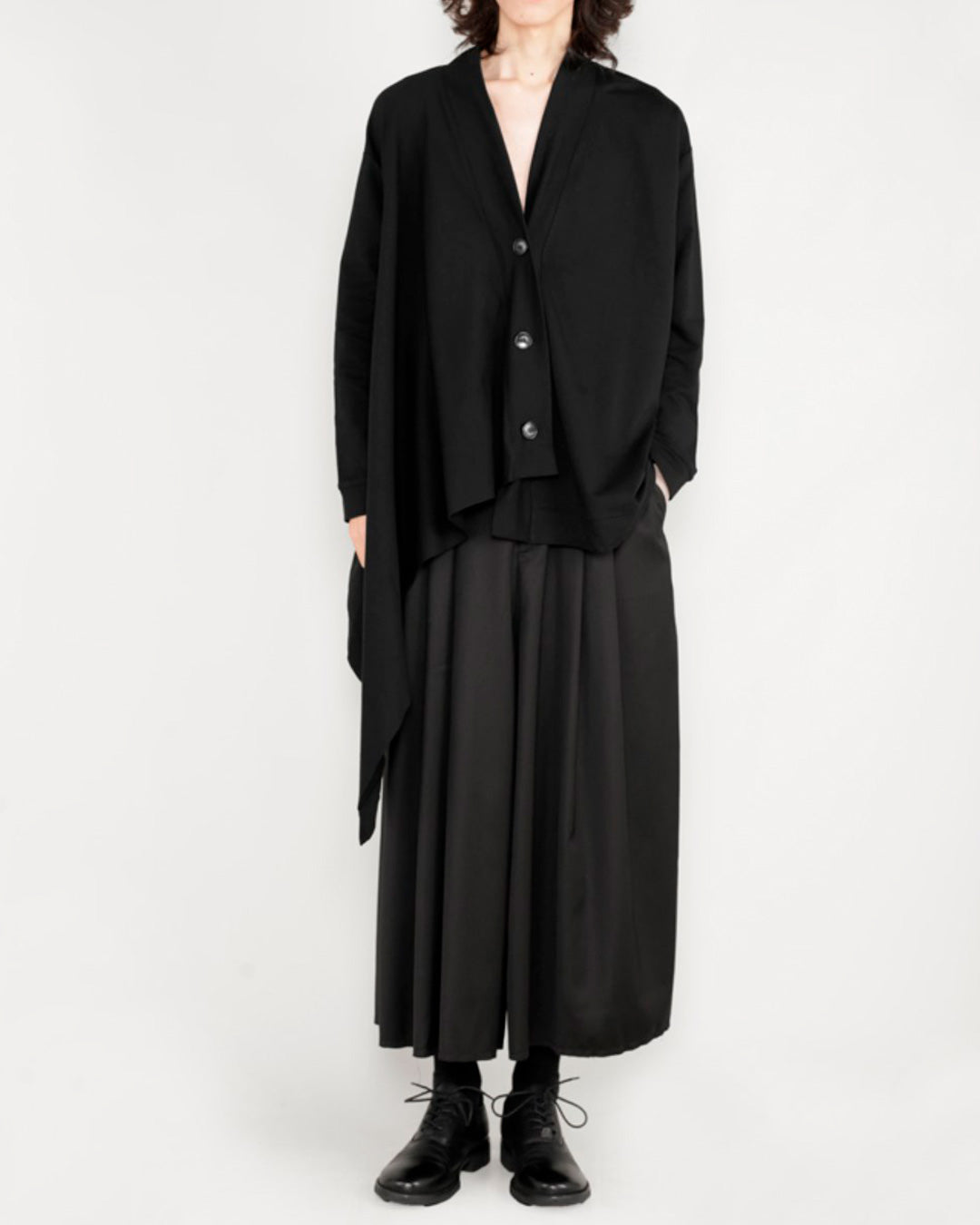 ♠♥COTTON ASYMMETRY DRAPE CARDIGAN