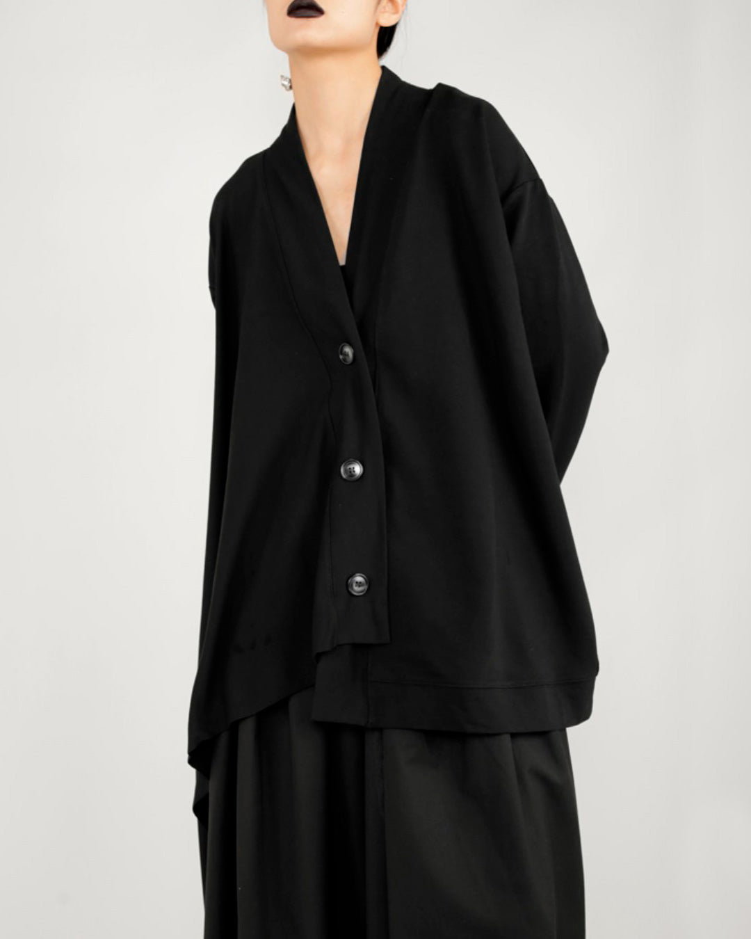 ♠♥COTTON ASYMMETRY DRAPE CARDIGAN