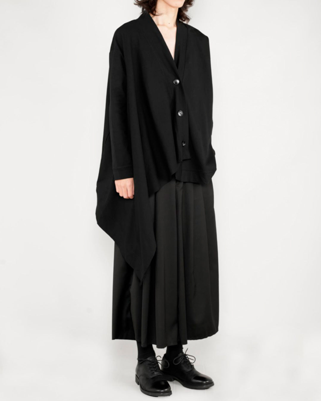 ♠♥COTTON ASYMMETRY DRAPE CARDIGAN