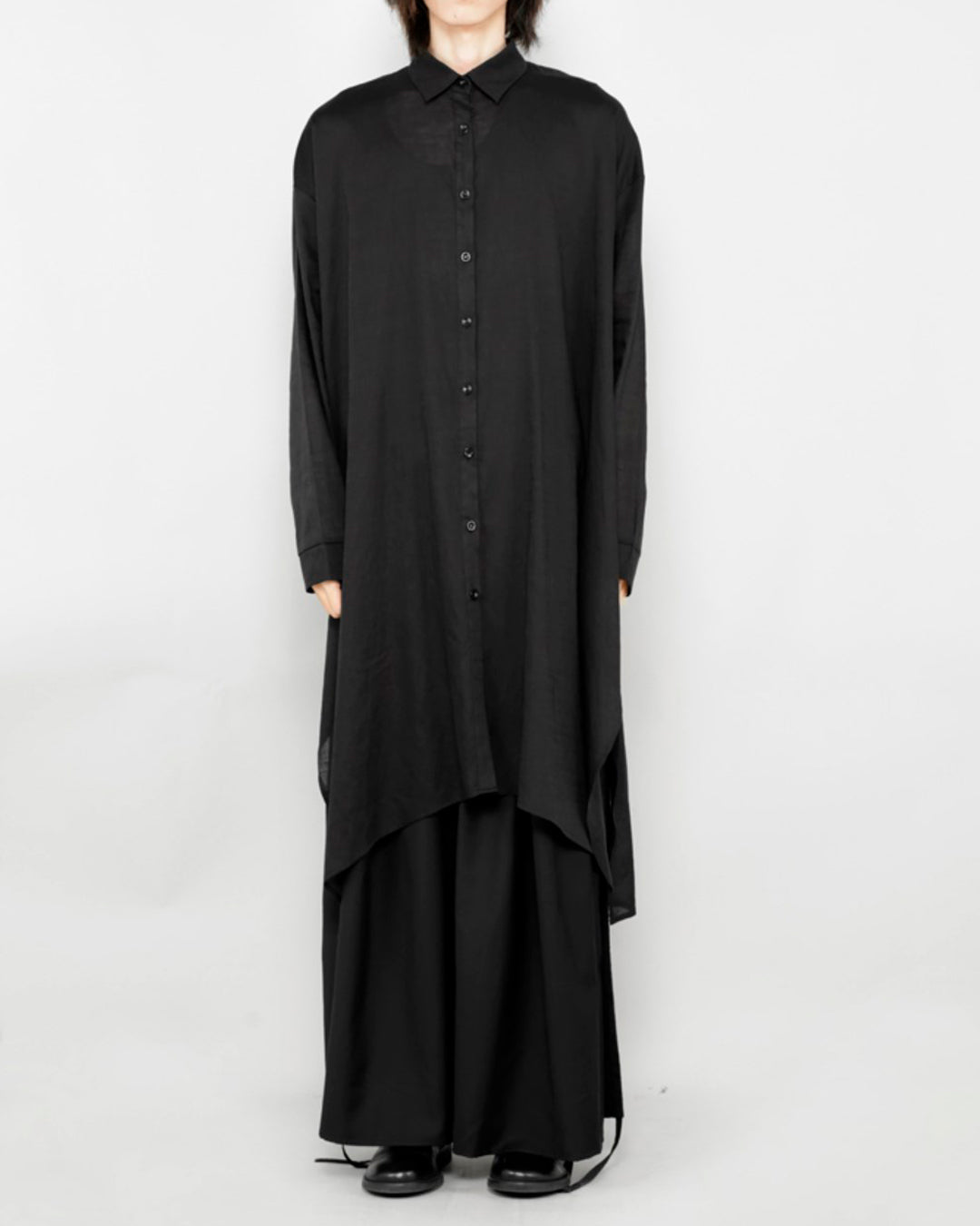 ♠♥COTTON LINEN IRREGULAR HEM SHIRT