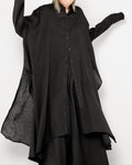 ♠♥COTTON LINEN IRREGULAR HEM SHIRT