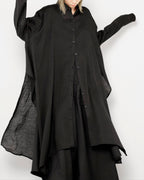 ♠♥COTTON LINEN IRREGULAR HEM SHIRT