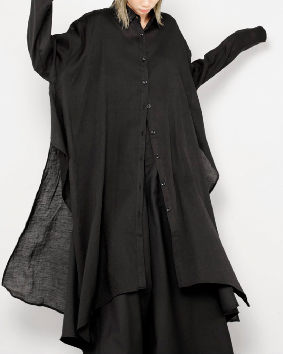 ♠♥COTTON LINEN IRREGULAR HEM SHIRT