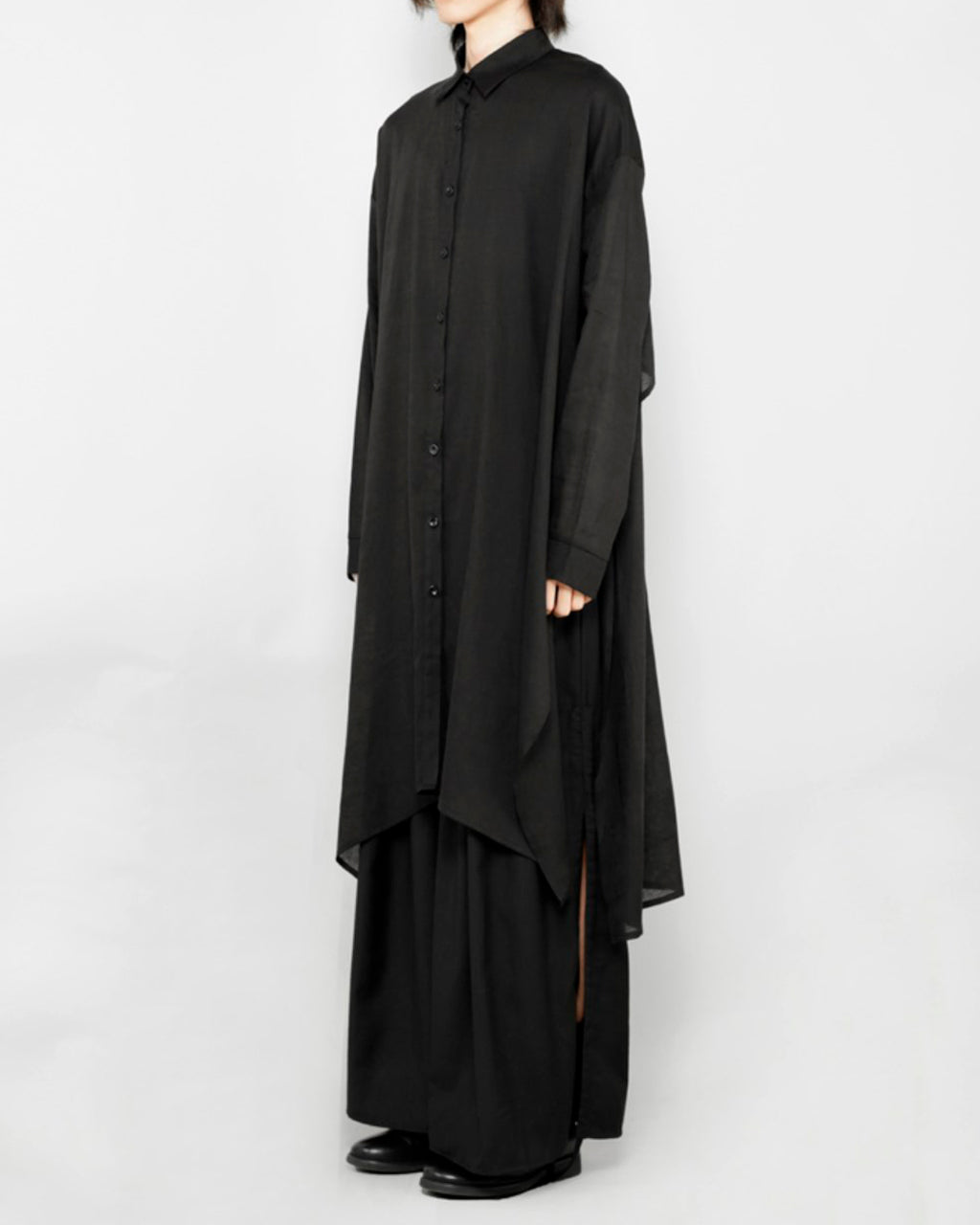 ♠♥COTTON LINEN IRREGULAR HEM SHIRT