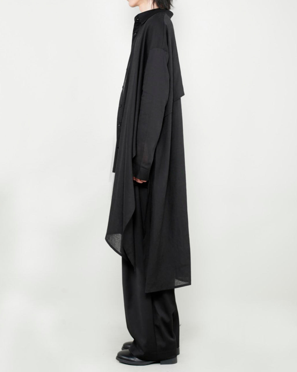 ♠♥COTTON LINEN IRREGULAR HEM SHIRT