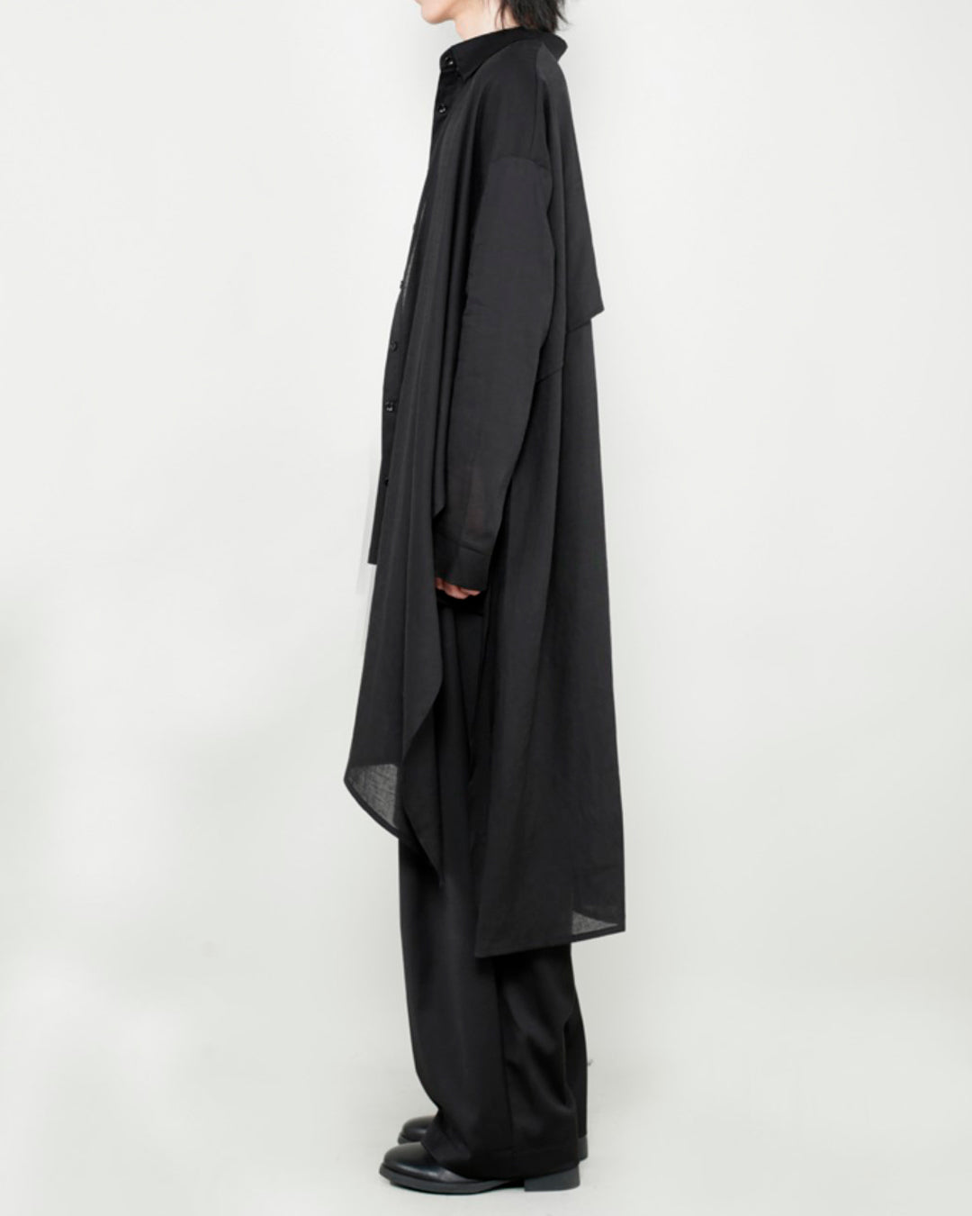♠♥COTTON LINEN IRREGULAR HEM SHIRT