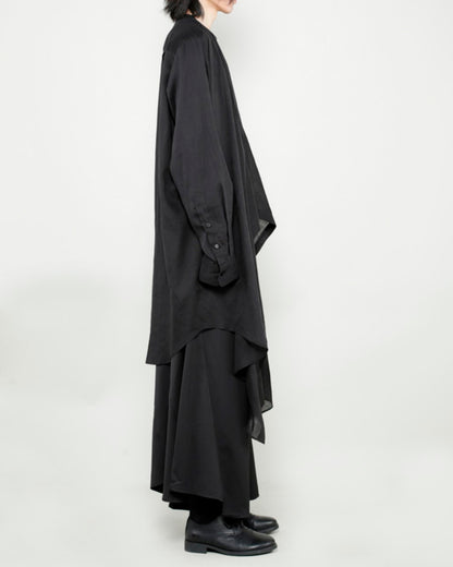 ♠♥COTTON LINEN LAYERED DRAPE SHIRT