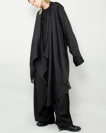 ♠♥COTTON LINEN LAYERED DRAPE SHIRT