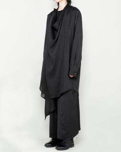 ♠♥COTTON LINEN LAYERED DRAPE SHIRT