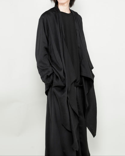 ♠♥COTTON LINEN LAYERED DRAPE SHIRT