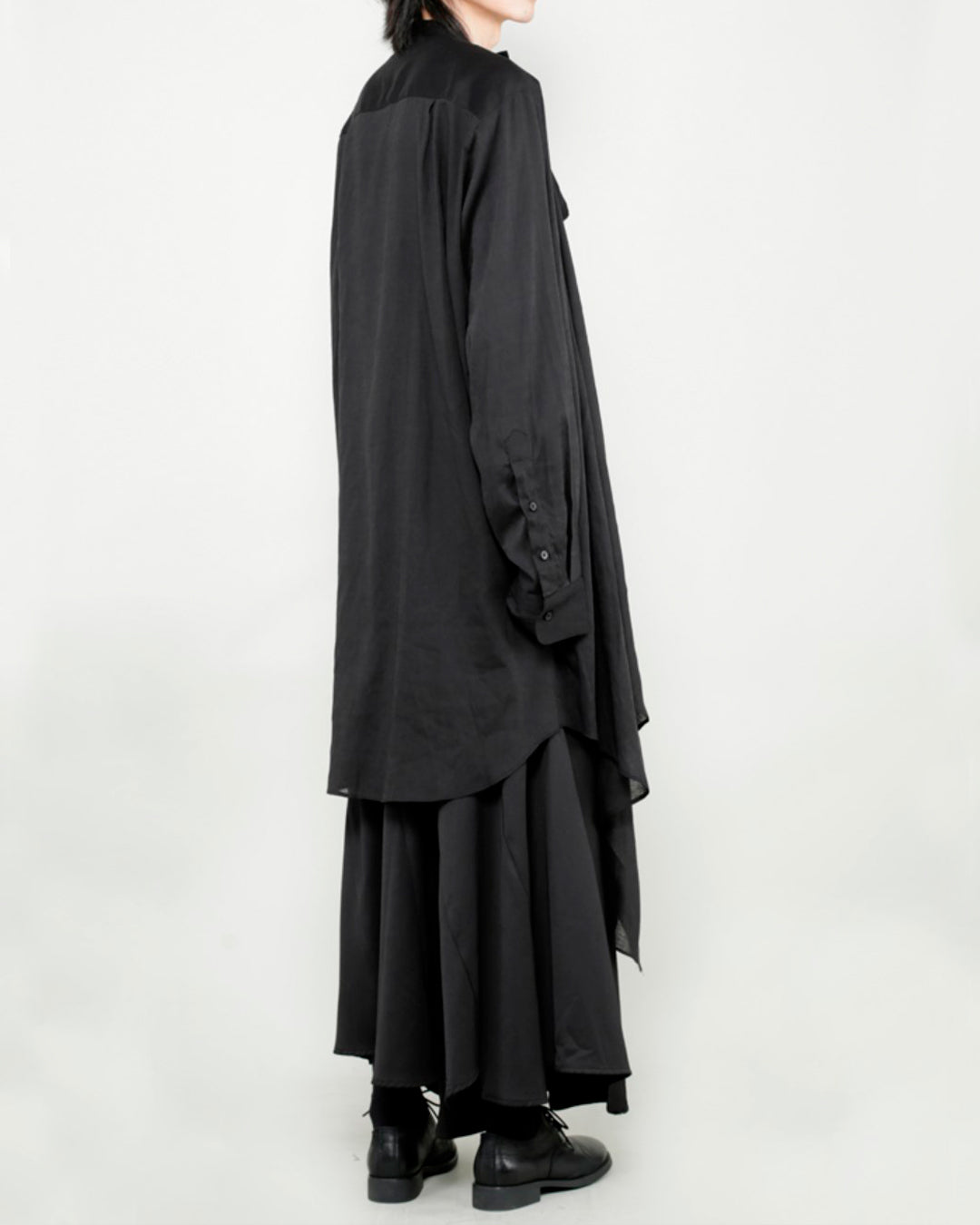 ♠♥COTTON LINEN LAYERED DRAPE SHIRT