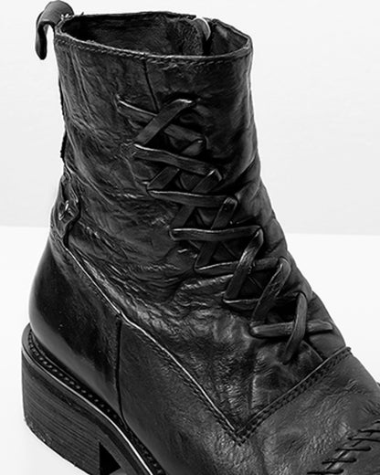 ♠♥FAUX LACE SIDE ZIP BOOTS