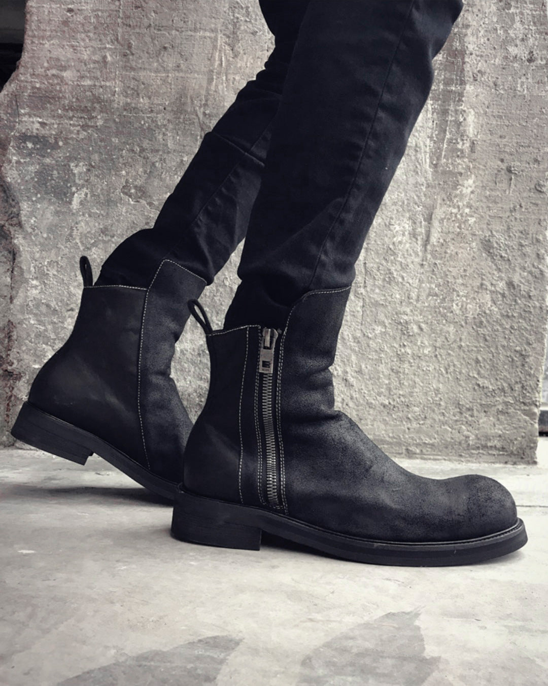 ♤♥SIDE ZIPPER BOOTS – Black Gravity