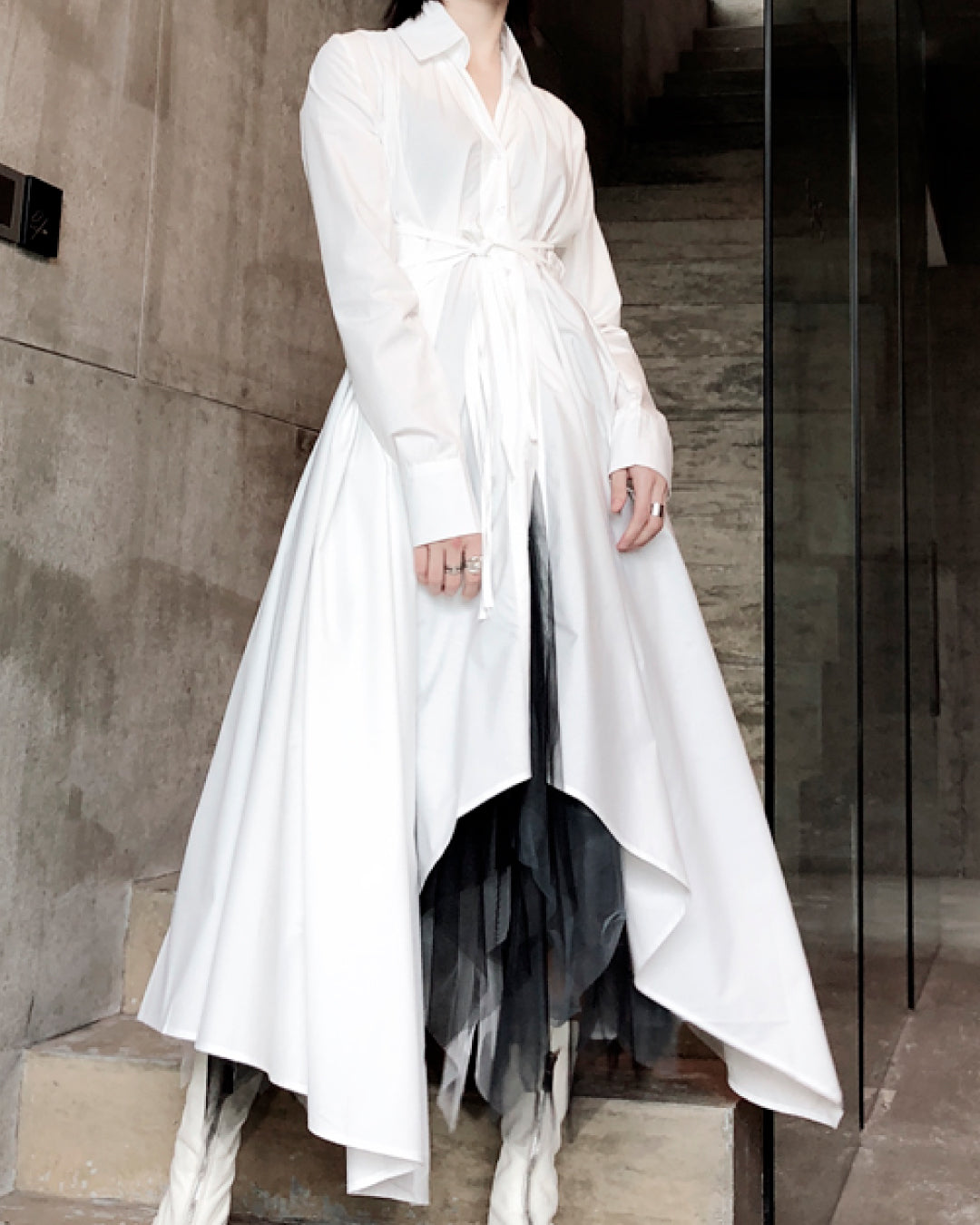 ♥IRREGULAR HEM SHIRT DRESS
