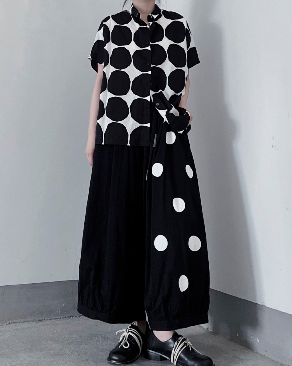 ♠♥BIG DOT PRINTED SHORT SLEEVE SHIRT